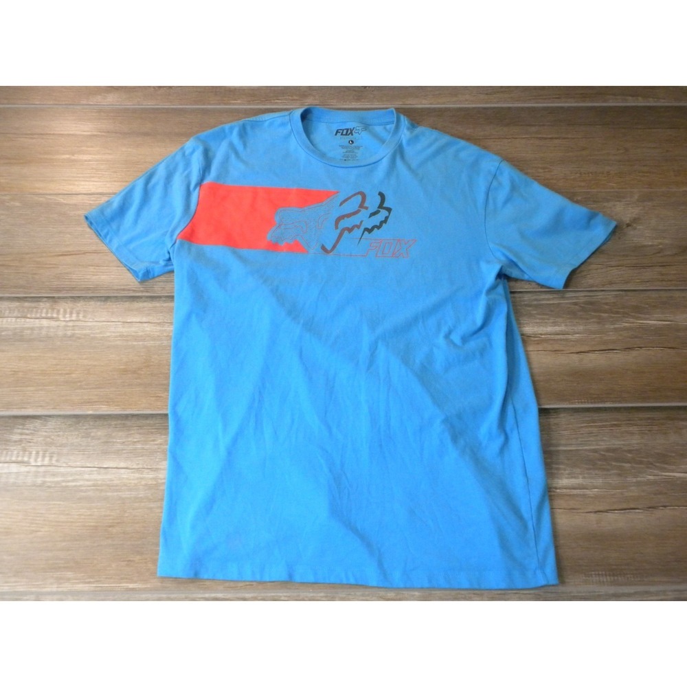 Fox Racing T-Shirt Mens L Blue Motocross MX BMX Mountain Dirt Bike Skate Y2K Tee